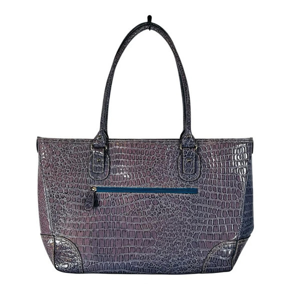 Attention Crocodile Pattern Large Tote Shoulder Bag Lavender Purple 21"X12"‎ - Picture 1 of 10
